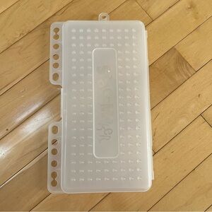 SpaceMaker Pencil Box Case 3-Ring Binder Holes Flat Thin Storage White/Clear VTG
